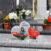 Plaque funéraire champ-de-tulipes-forme-double-coeur 6 Plaquedeces.fr